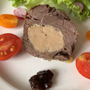 Magret confit fourré au foie gras